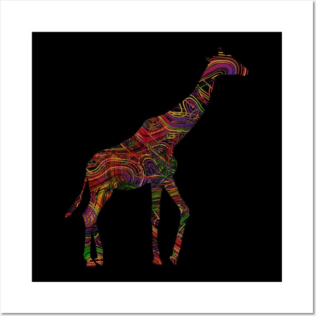 Giraffe Lovers Vibrant Artists String Illustration Wall Art by grendelfly73